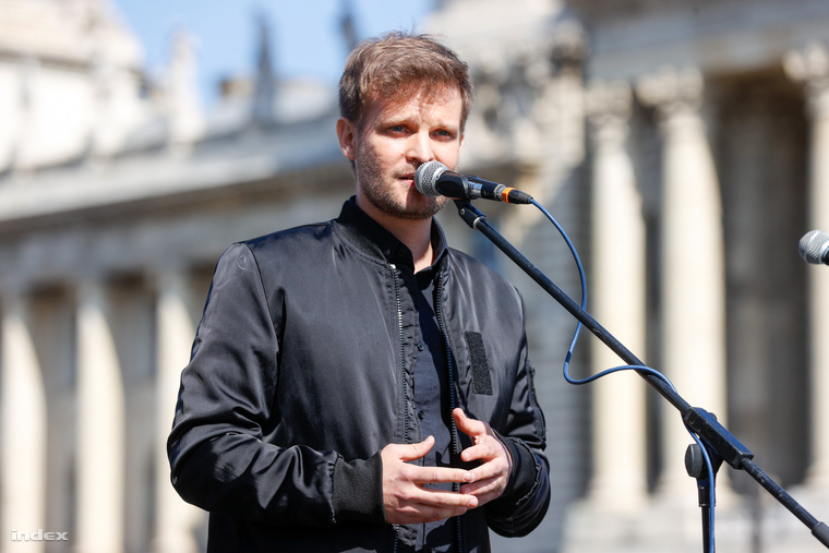 Puskás Peti a Globális Klímasztrájk budapesti megmozdulásán 2022-ben. (Fotó: Bodnár Patrícia / Index)