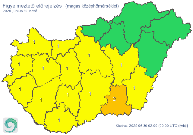 Időjárás előrejelzés. (Fotó: HungaroMET)
