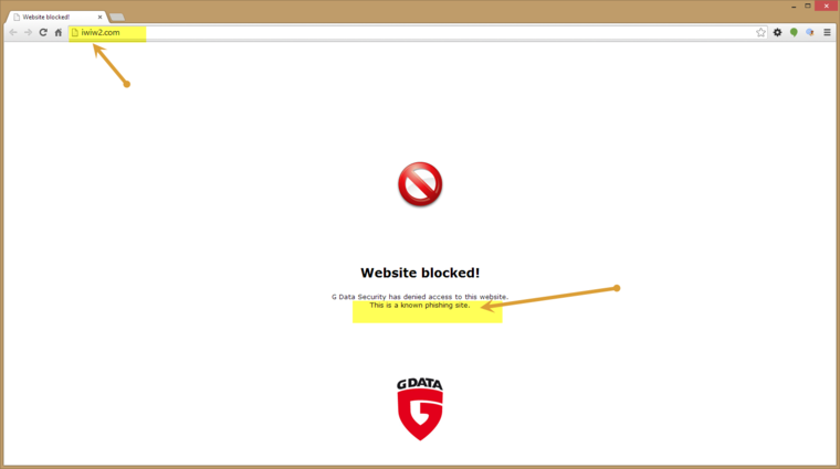 A Gdata vírusirtója adathalászat miatt blokkolja az oldalt