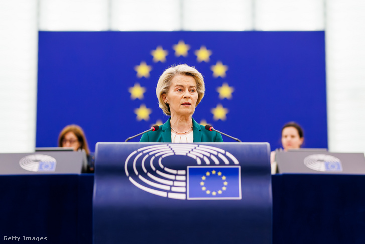 Ursula von der Leyen az Európai Bizottság elnöke Strasbourg, Franciaországban 2025. július 8-án