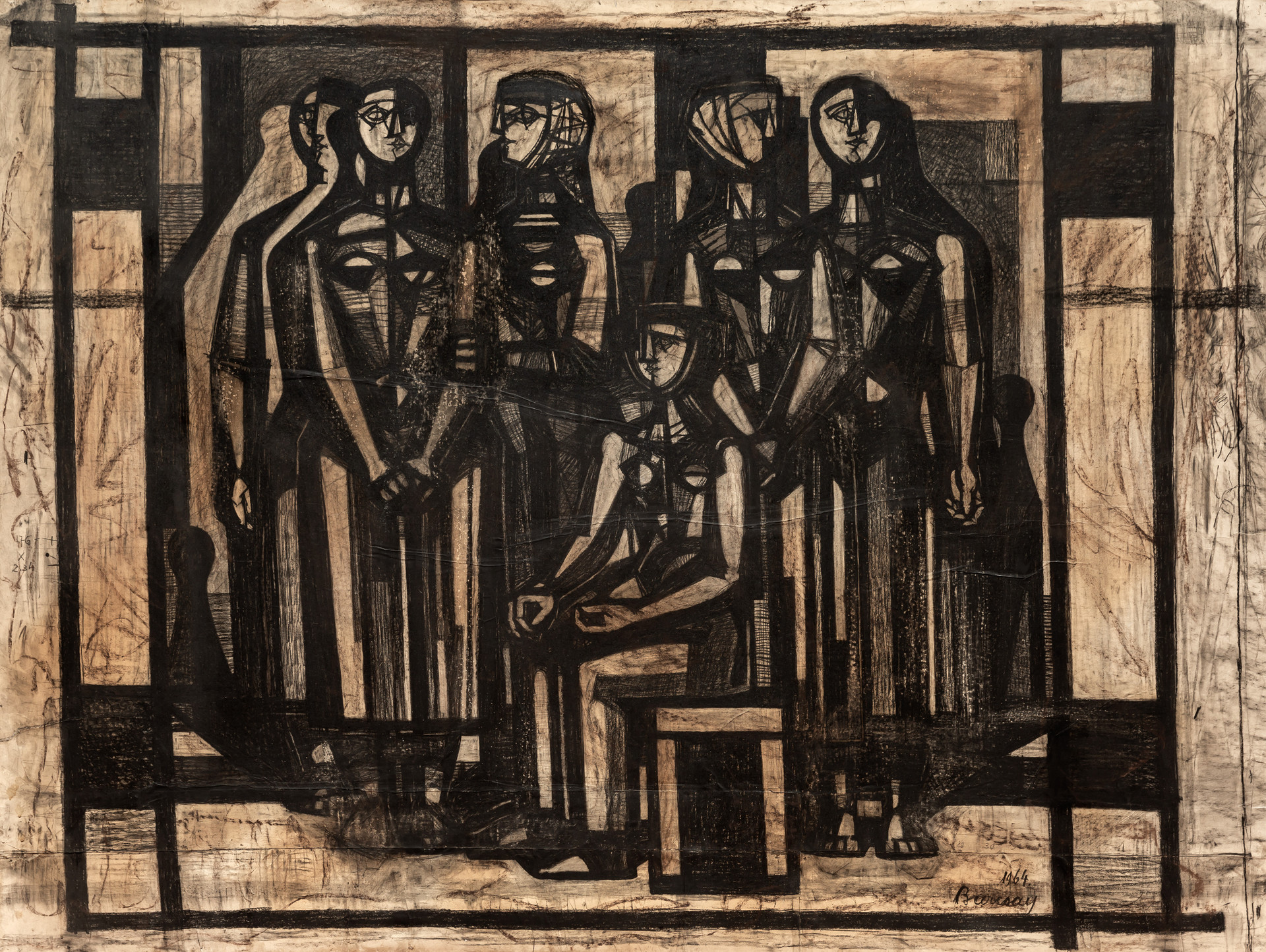 Asszonyok, murális terv, pittkréta, 1964