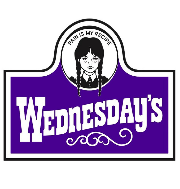 Az étterem eredeti logója alapján készült új, Wednesday Addams változat