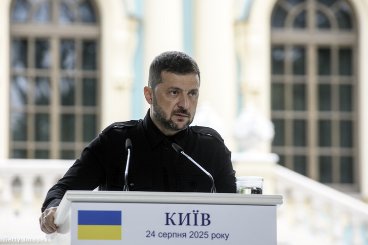 Volodimir Zelenszkij ukrán elnök Kijevben, Ukrajnában 2025. augusztus 24-én