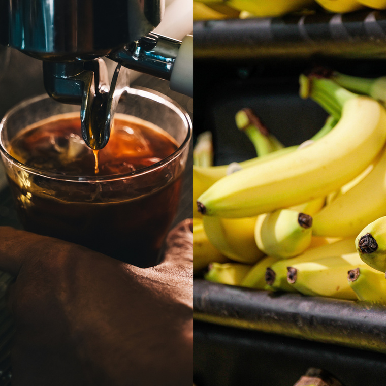 Kávé és banánA koffein és a gyorsan emészthető szénhidrátok kombinációja tartós energia illúzióját kelti, de amint a vércukorszint csökken, az energia-löket is hirtelen elmúlik, ezzel pedig még nagyobb fáradtság telepszik az emberre
