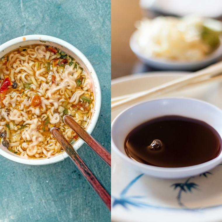 Instant tészta és szójaszószGyakori, hogy a ramen tálat szójaszósszal ízesítik, de ez gyakran drámaian megnövelheti a nátriumszintet
