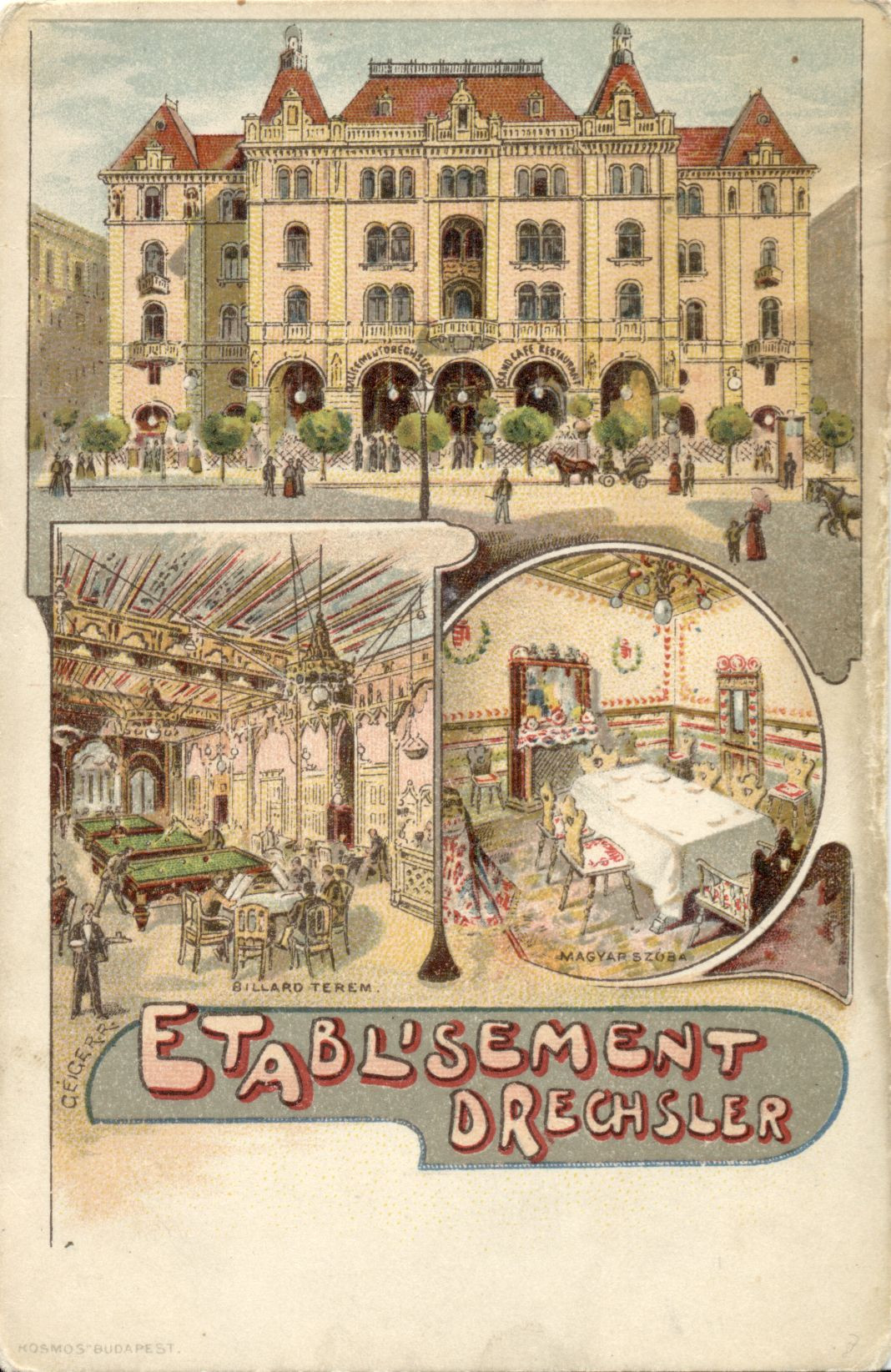 Etablisement Drechsler, budapesti képeslap, 1902 körül
