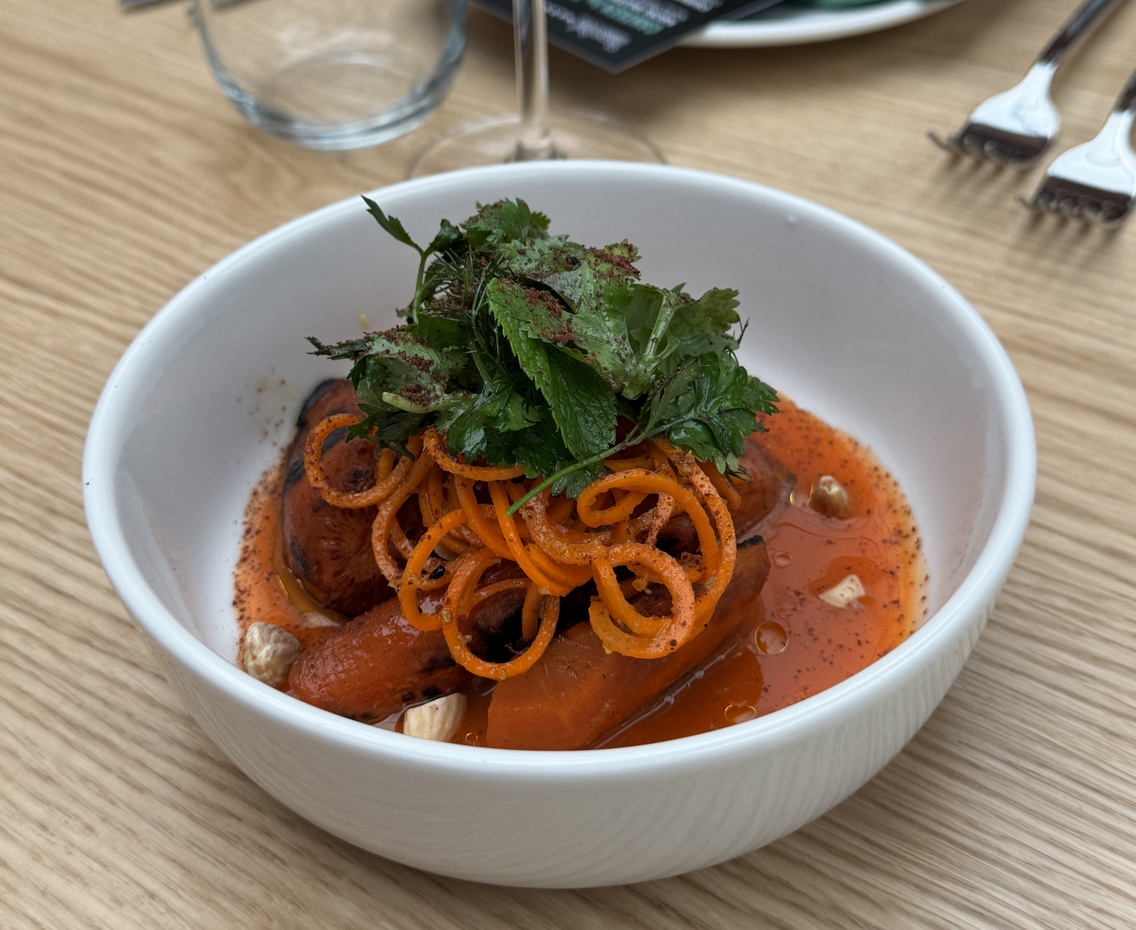 smoky roasted carrot with miso and almonds