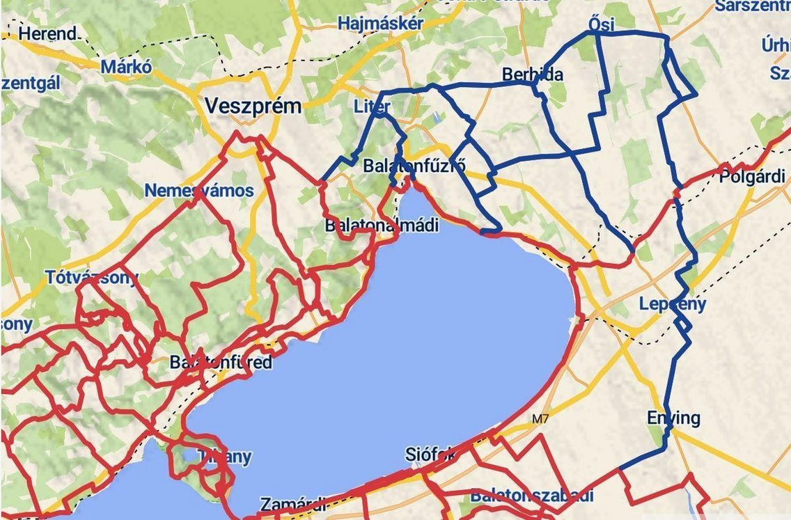 Kékkel jelölve az új szakasz