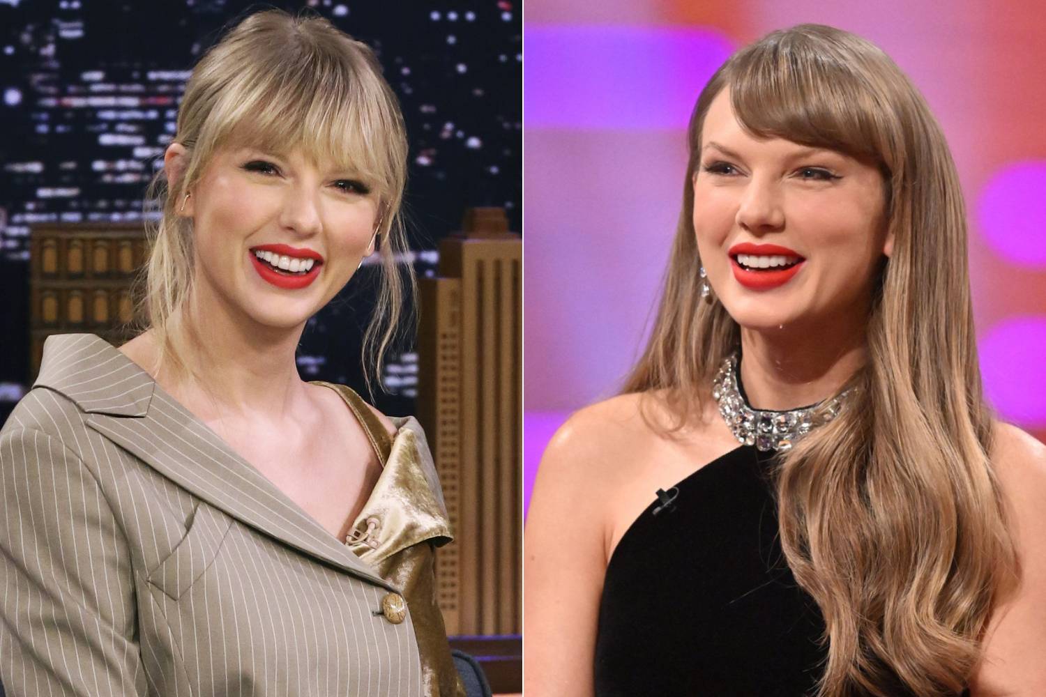Taylor Swift 2019-ben és a tegnapi Graham Norton Show-ban.