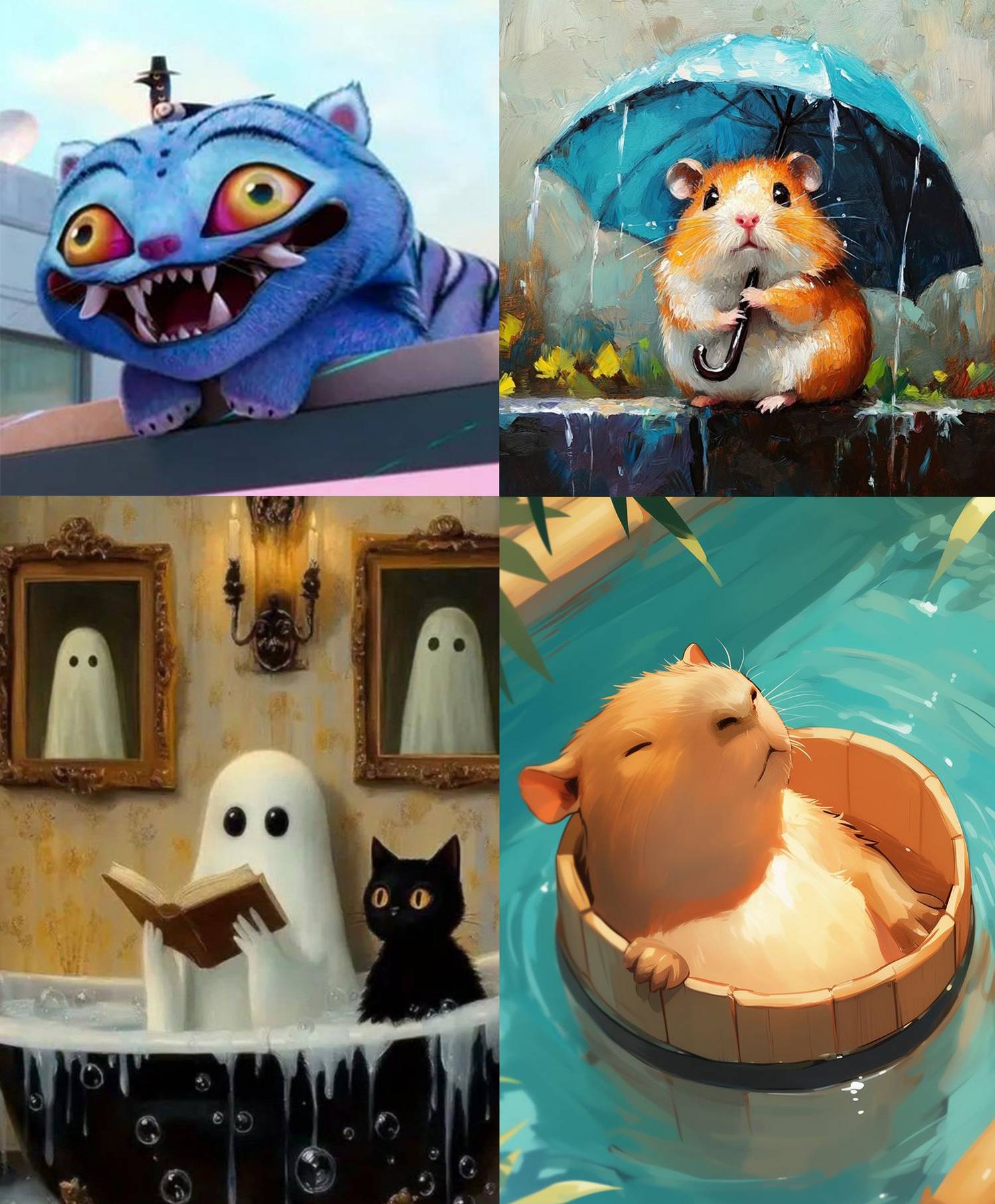 Derpy (október 27.), Esernyős höri (október 28.), Szellemke és Cicó (október 29.), Lazuló kapibara (október 30.)