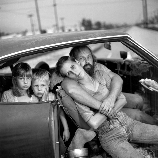 A Damm család az autójukban, Los Angeles, California, USA, 1987