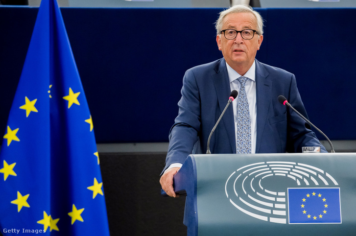 Jean-Claude Juncker az Európai Parlamentben Strasbourgban, Franciaországban 2018. szeptember 12-én