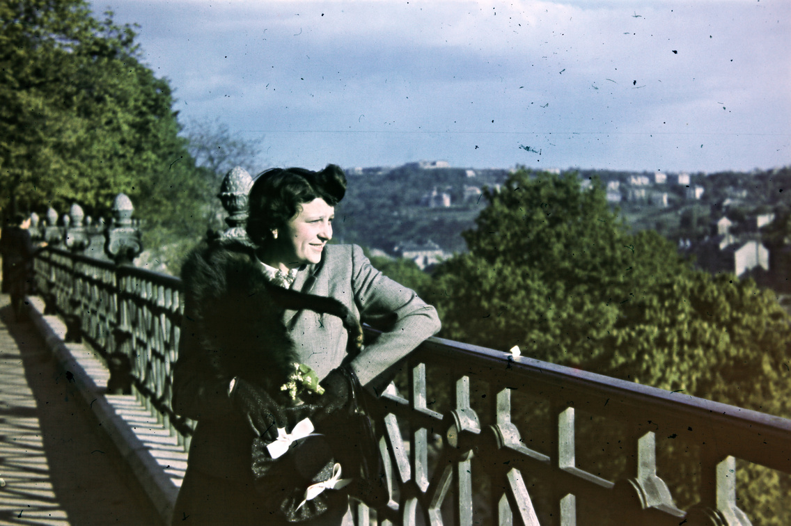Kilátás a Tóth Árpád (Bástya) sétányról a Gellért-hegy felé, 1944