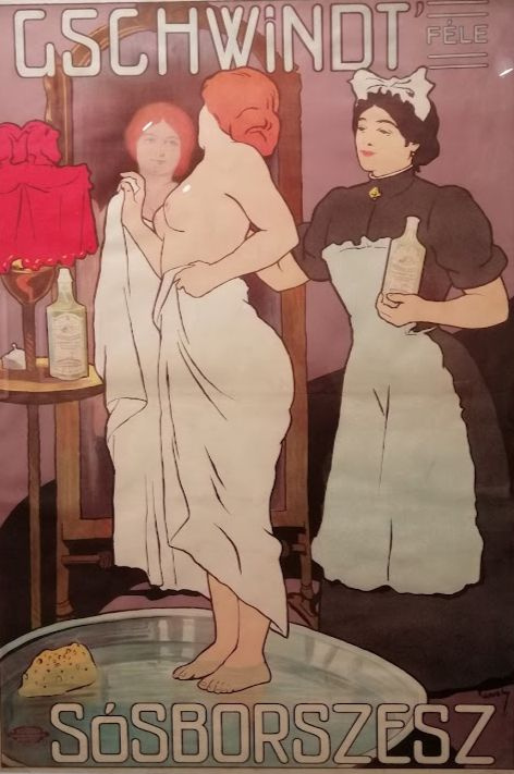 Korabeli sósborszeszreklámot a Magyar Nemzeti Galéria szecessziós plakátkiállításán is láttunk