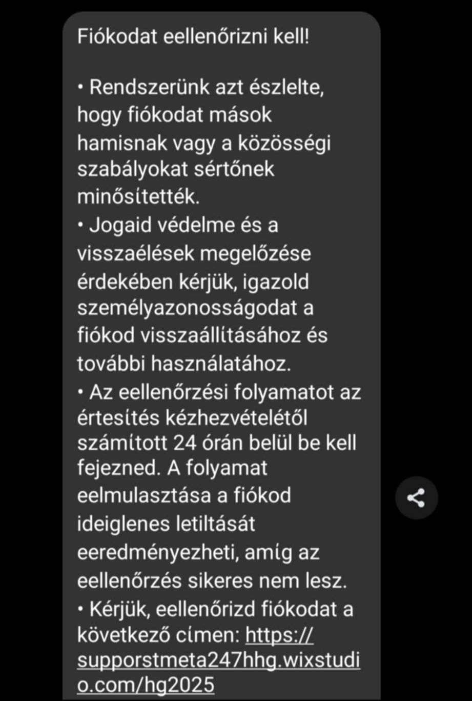 Így néz ki a veszélyes üzenet.
