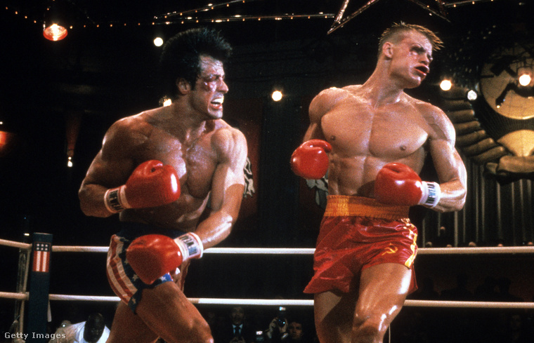 Dolph Lundgren és Sylvester Stallone a Rocky IV-ben 1985-ben. (Fotó: Getty Images)