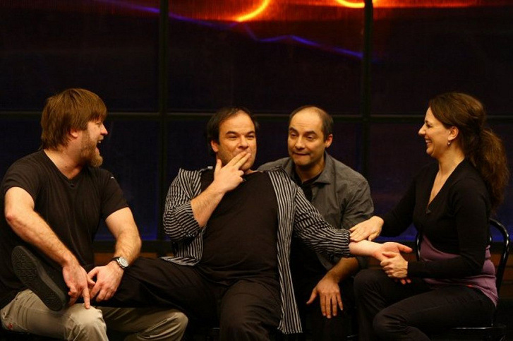 Szabó Győző, Kálloy Molnár Péter, Rudolf Péter és Pokorny Lia a Beugró című műsorban