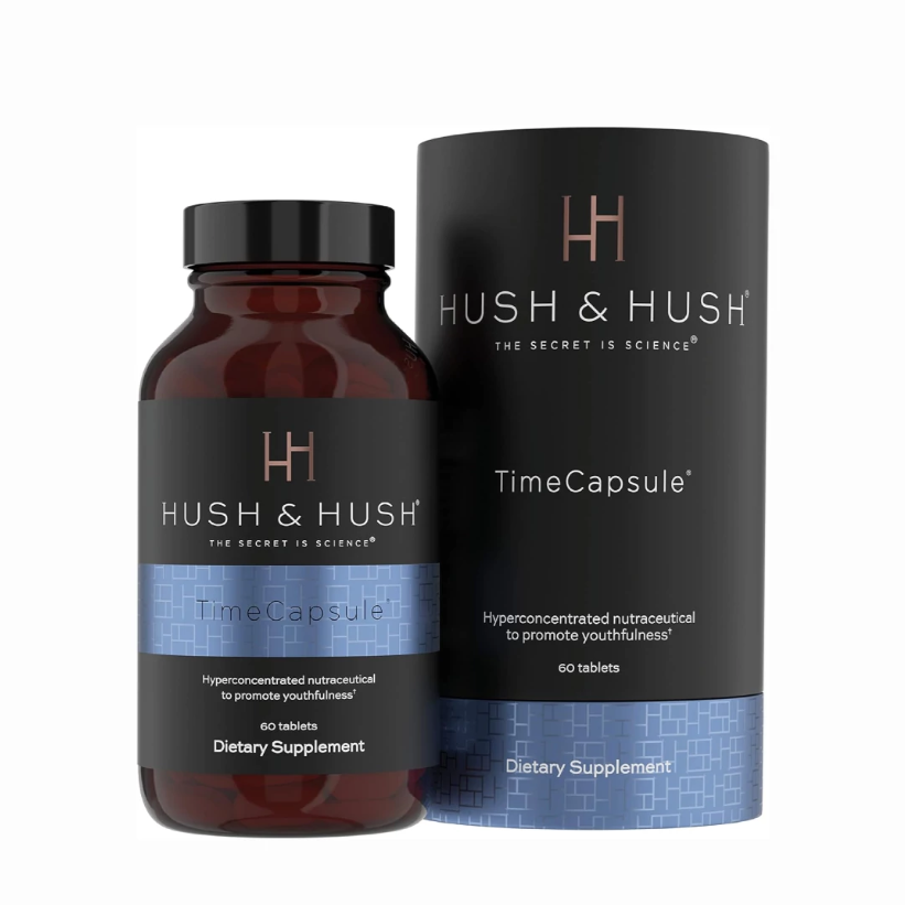 A Hush&Hush Time Capsule gyulladáscsökkentőkben gazdag étrend-kiegészítő. Bevált növényi anyagai szinergikusan hatnak az öregedés gyakori jeleinek visszaszorítására, és megvédik a bőrt a későbbi károsodásoktól, hogy fiatalabb megjelenést kapjon. 24 900 forintba kerül.