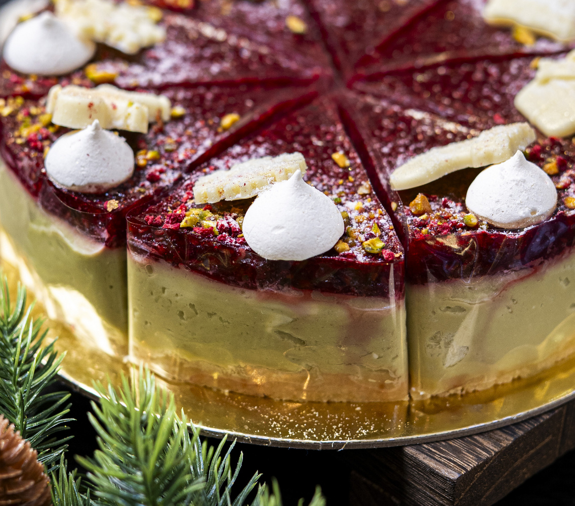 Pisztáciás-málnás sajttorta