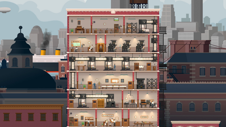 Az épület emeleteit a játékos rendezi be, a cél a minél jobb térkihasználás