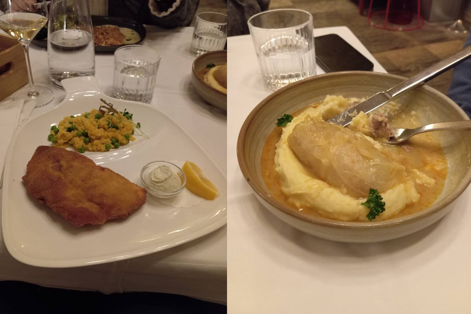 Zágrábszelet és a horvát töltött káposzta krumplipürével.