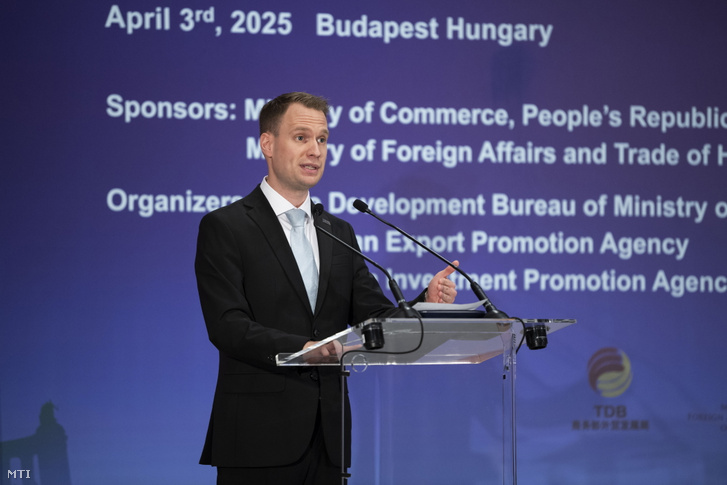 Artner Gábor Péter, a HEPA Magyar Exportfejlesztési Ügynökség vezérigazgató-helyettese beszédet mond 2025. április 3-án