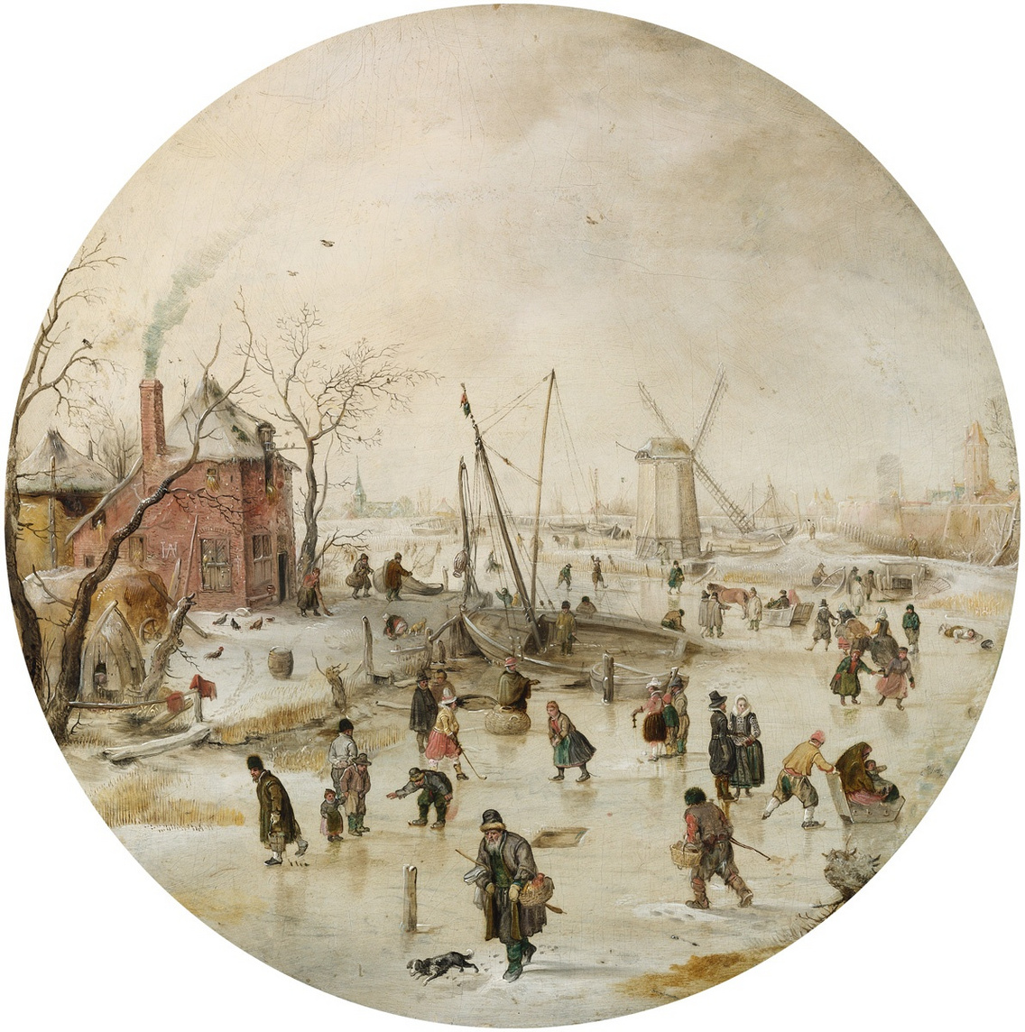 Hendrick Avercamp (Amszterdam, 1585 – Kampen, 1634): Téli táj korcsolyázókkal, 1610–1615 körül, olaj, tölgyfa, 30,5 cm, Szépművészeti Múzeum