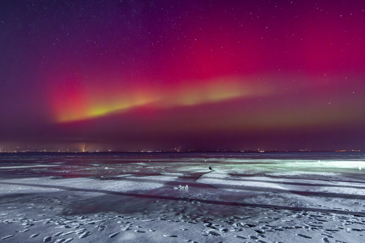 Sarki fény világította meg a befagyott Balatont, nem mindennapi felvételek születtek