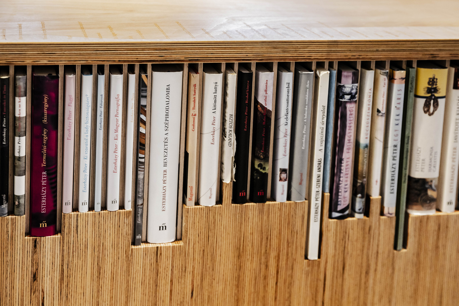 Esterházy Péter kötetei az emlékszobában