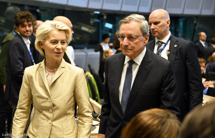 Ursula von der Leyen és Mario Draghi 2025. szeptember 16-án Belgiumban