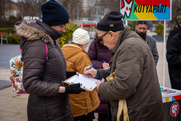 Ajánlásokat gyűjtenek a Magyar Kétfarkú Kutya Párt aktivistái