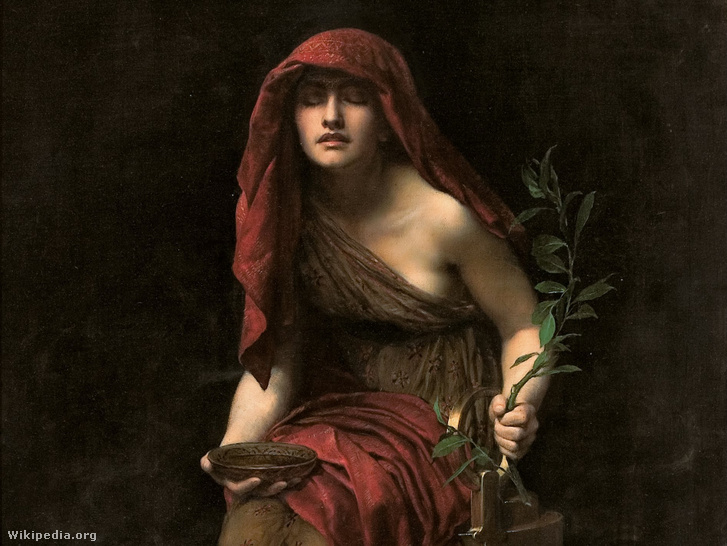 John Collier: Delphoi papnő (festmény) - A teljes méretért kattintson!