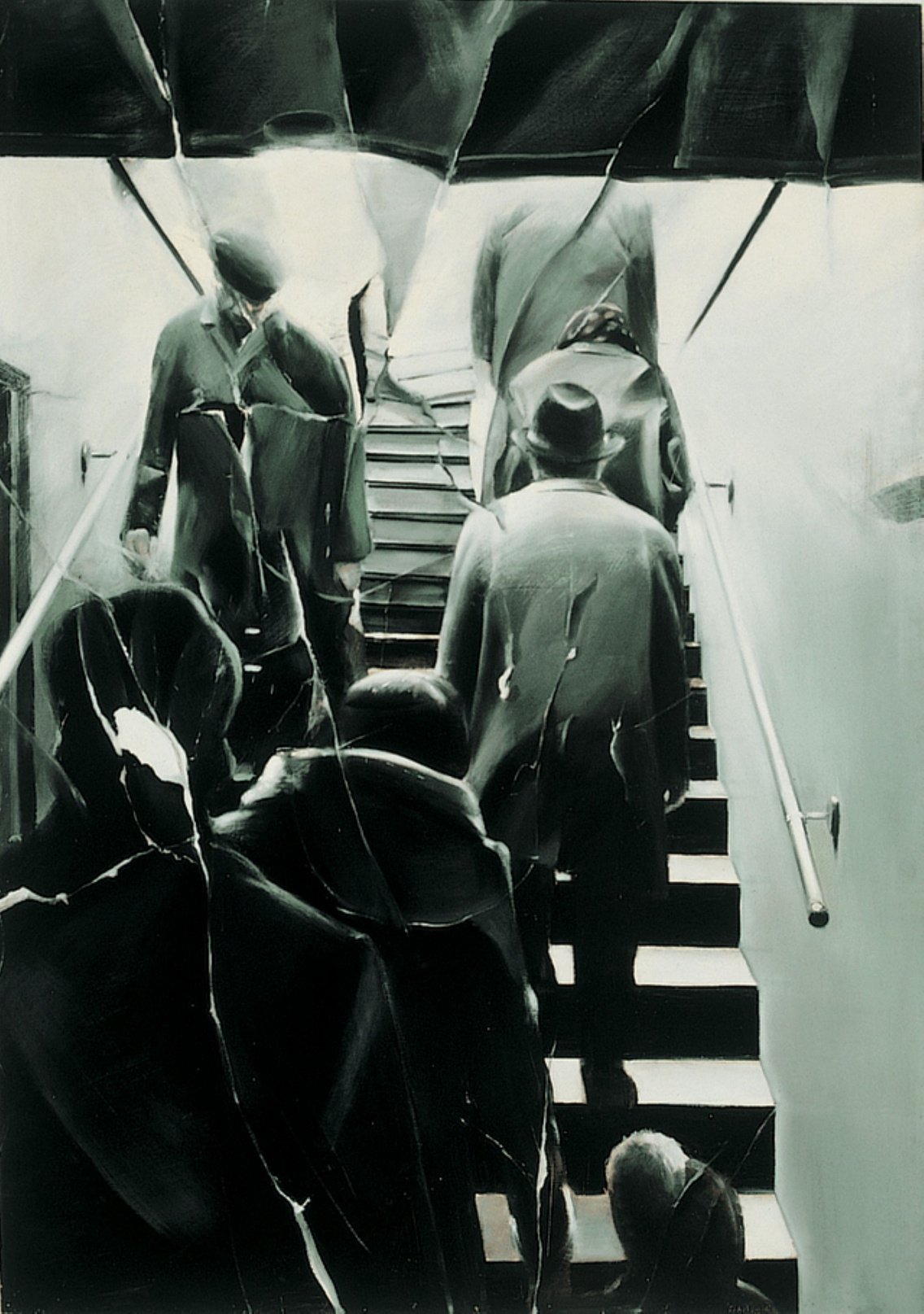 Fehér László: Aluljáró, 1975, olaj, farostlemez, 241 × 170 cm