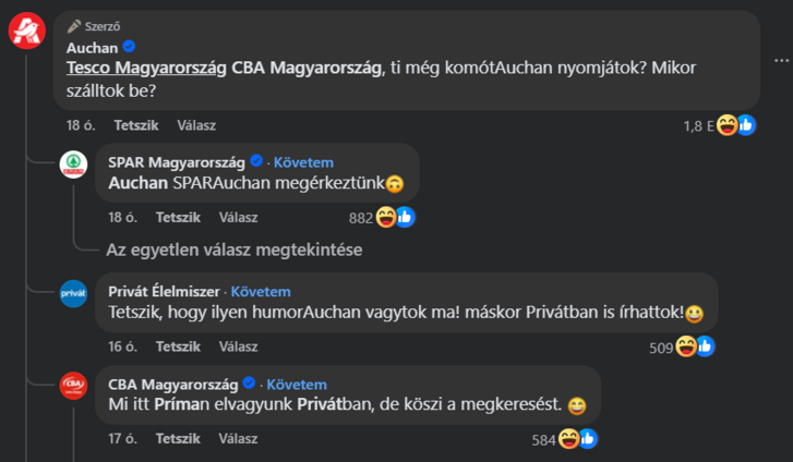 Az Auchan posztja alatti kommentszekció