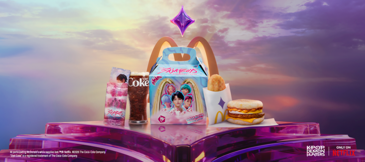 A Saja Boys reggeli menü egy csípős Saja McMuffin®-t, ropogós hash brownt és a "my little soda pop" után szabadon egy választható kis üdítőt tartalmaz