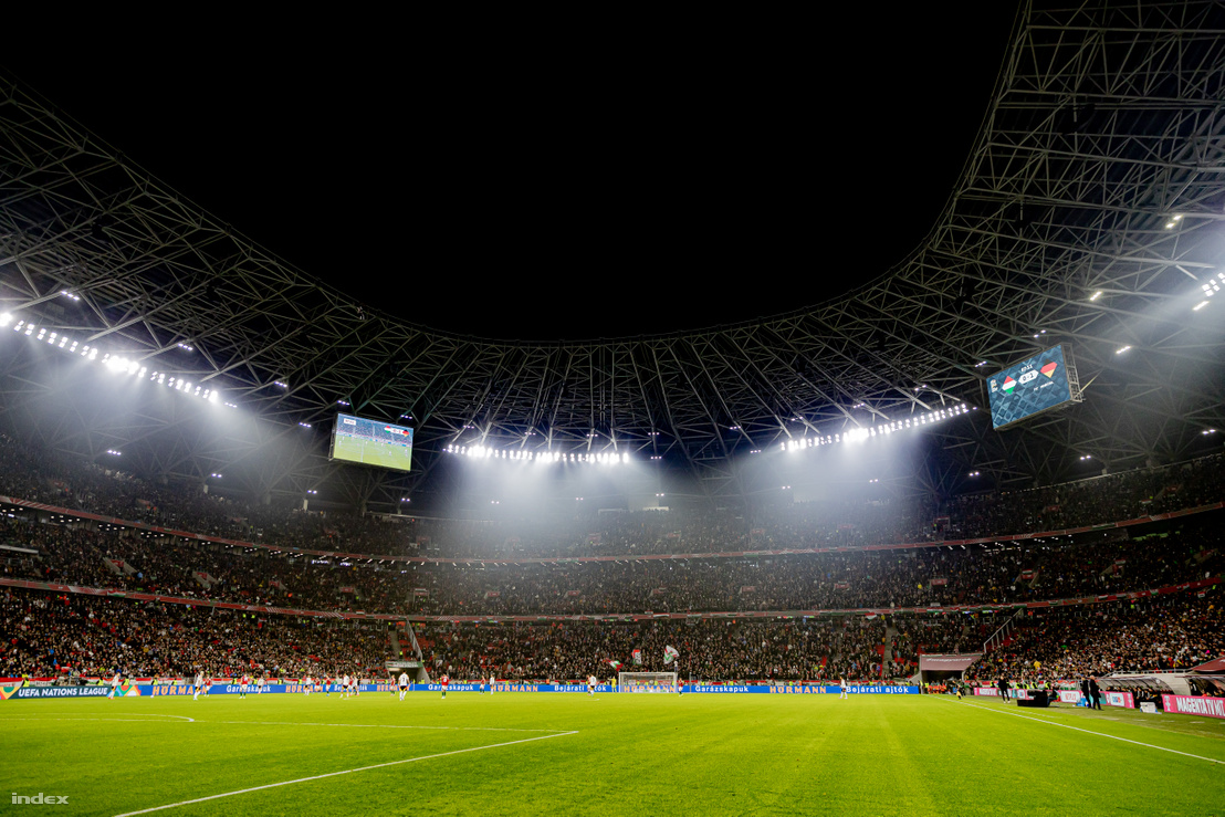 Szurkolók a Magyarország–Németország Nemzetek Ligája-mérkőzésen a Puskás Arénában 2024. november 19-én
