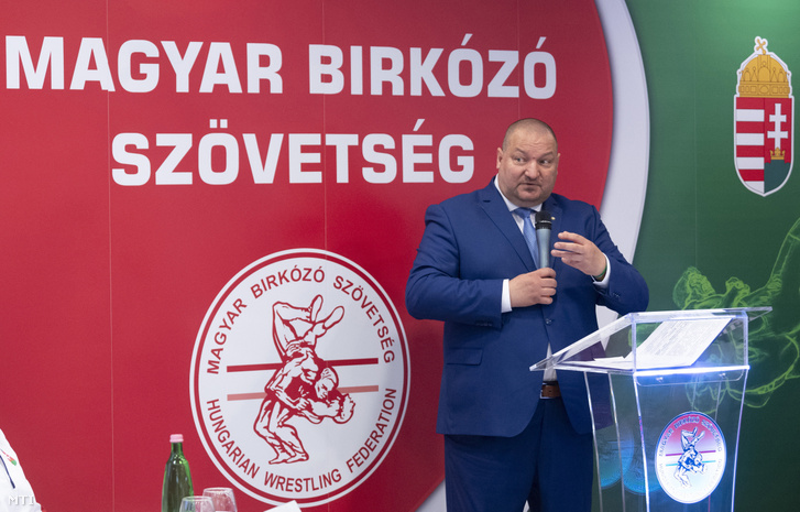 Németh Szilárd a Magyar Birkózó Szövetség elnöke a Magyar Birkózó Szövetség sajtótájékoztatóján 2019. április 24-én