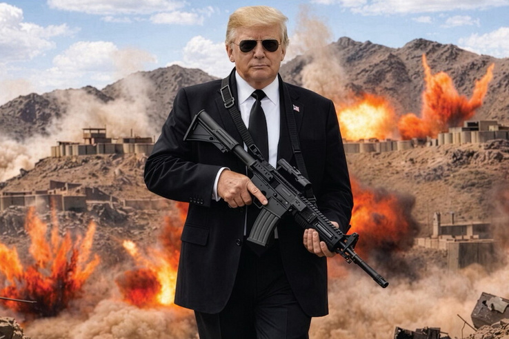 Donald Trump gépkarabéllyal a&nbsp;kezében üzent Iránnak: Nincs többé Mr.&nbsp;Kedves Fickó