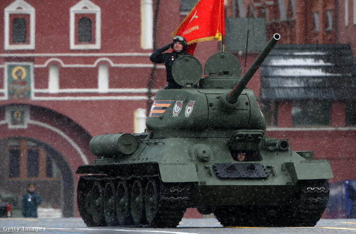 T–34-es szovjet harckocsi a Vörös téren 2024. május 9-én