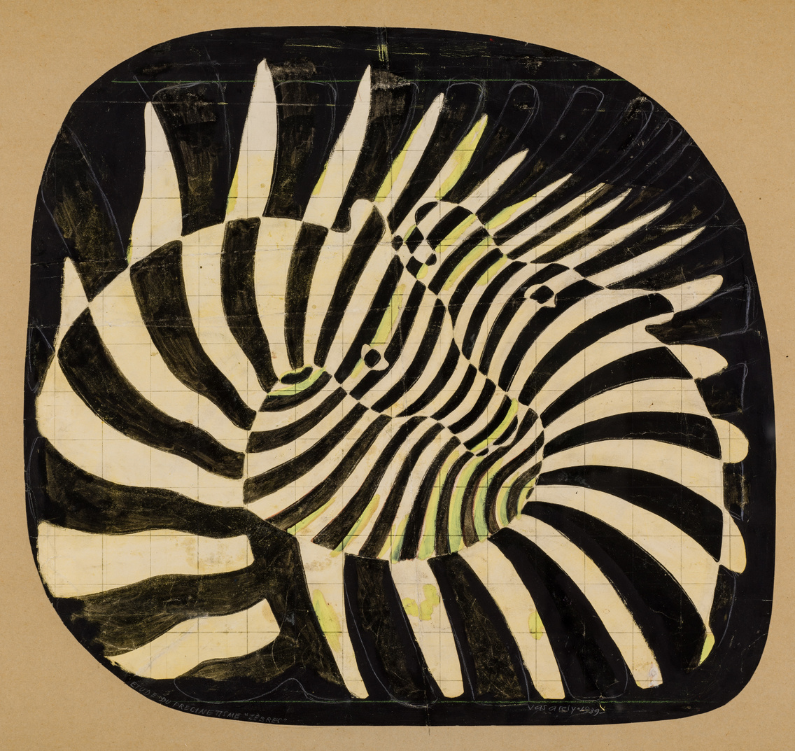 Victor Vasarely: Zebrák, tempera, papír, 620 × 570 mm, 1939