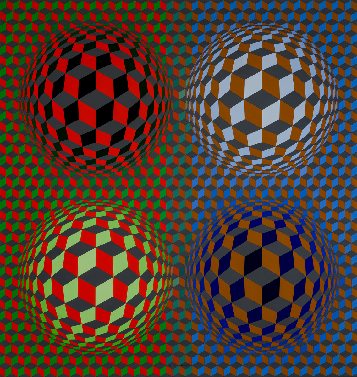 Victor Vasarely: STRI-ÖT, akril, vászon, 211 × 191 cm, 1979