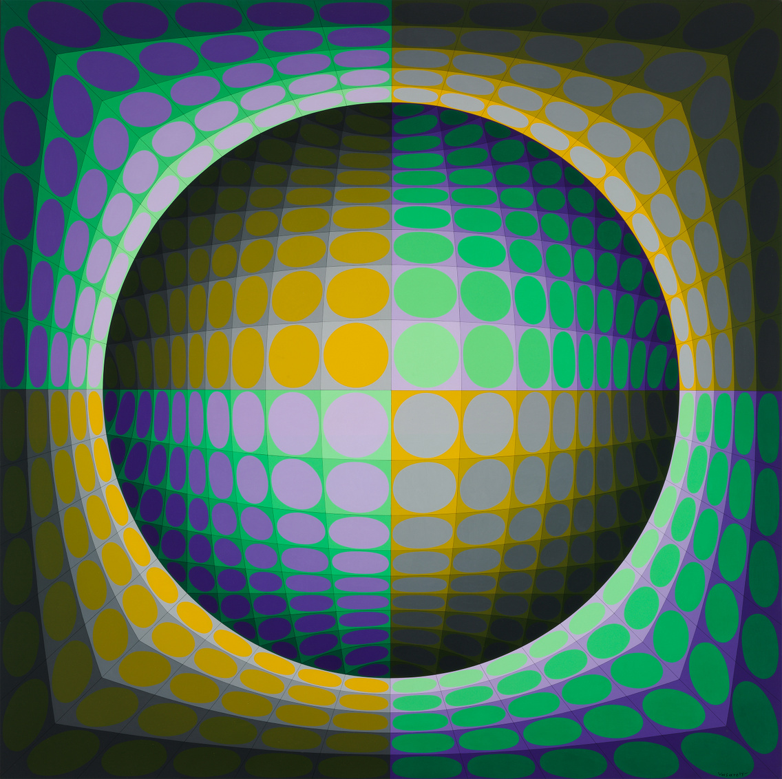 Victor Vasarely: Dirac, akril, vászon, 200 × 200 cm, 1978