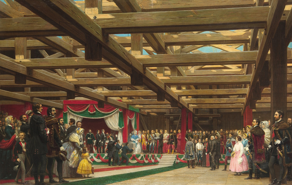 Barabás Miklós: A Lánchíd alapkőletétele (1842)