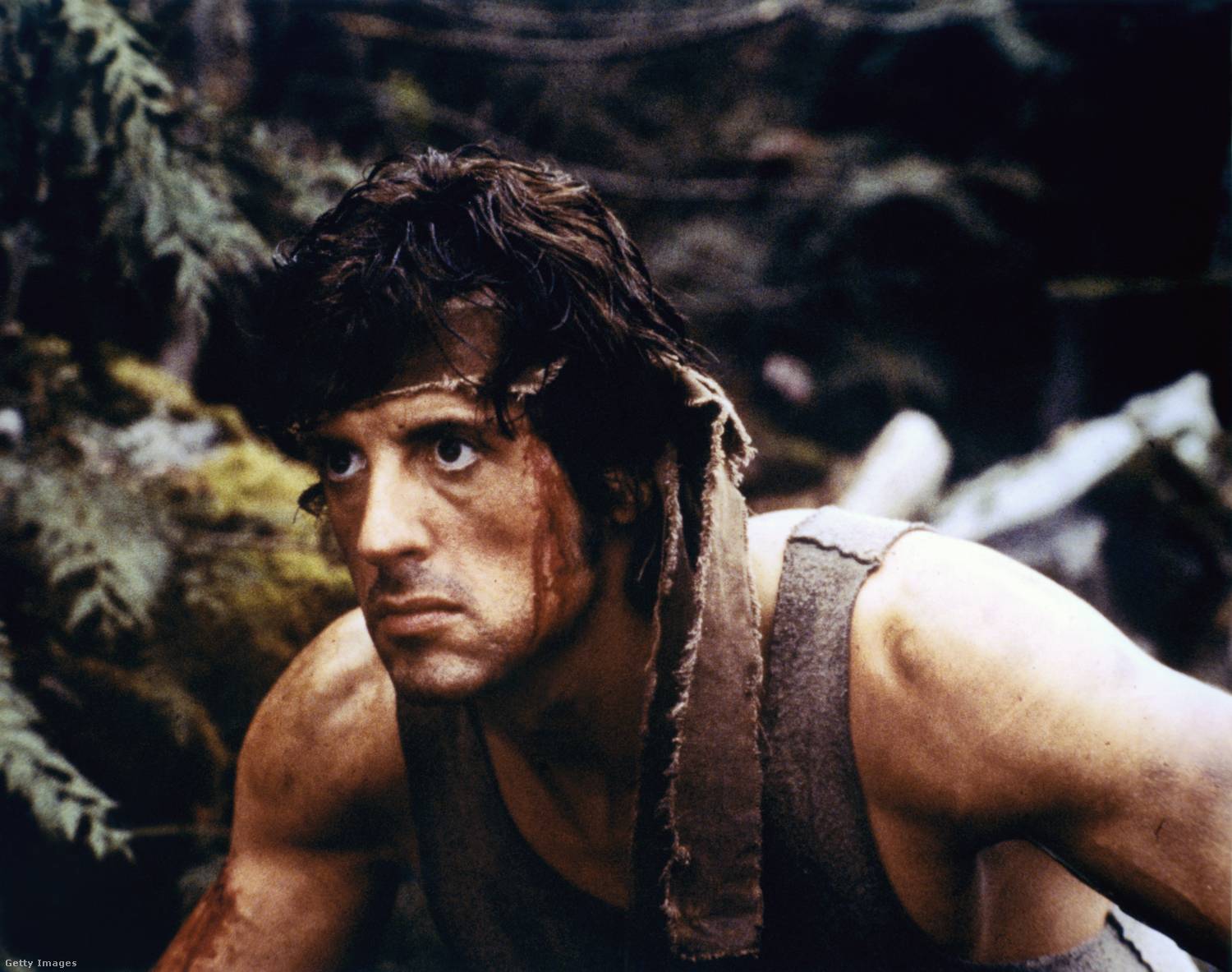 Sylvester Stallone a Rambo című filmben 1982-ben.