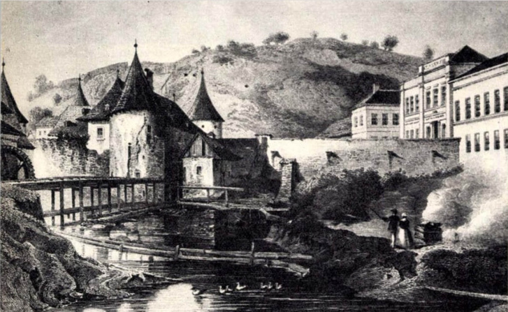 A Császármalom északkeleti nézete egy 1858-ból származó ábrázoláson