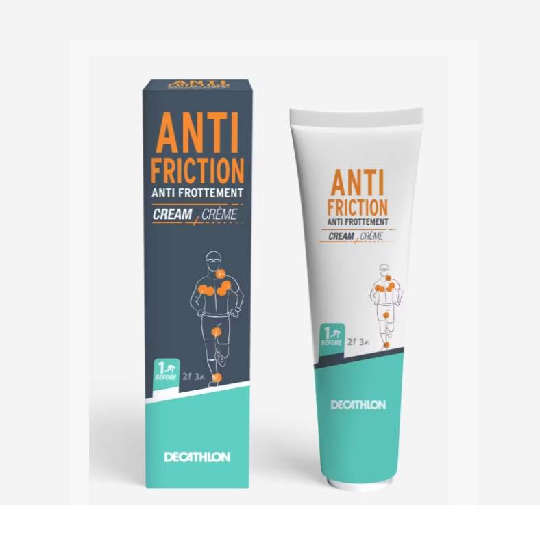 Anti Friction: ez a rendkívül ellenálló sportkrém hatékonyan óvja a bőrt a túlmelegedéstől és a kidörzsölődéstől edzés vagy versenyzés közben. Erős fizikai igénybevételre tervezték, így a legforróbb napokon is tartós védelmet biztosít a súrlódásnak kitett felületeken. A 100 ml-es kiszerelésű készítmény 2490 forintba kerül a decathlon.hu oldalán.