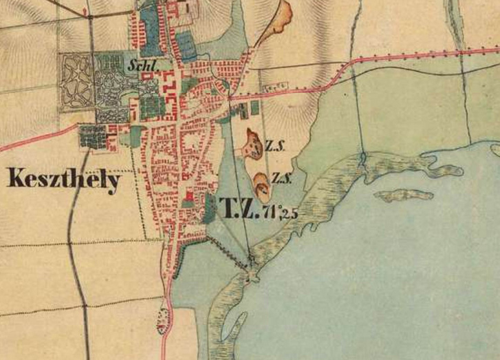 Keszthely 1869-es térképe