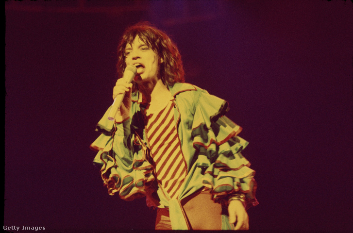 Mick Jagger, a The Rolling Stones énekese az 1970-es években Londonban