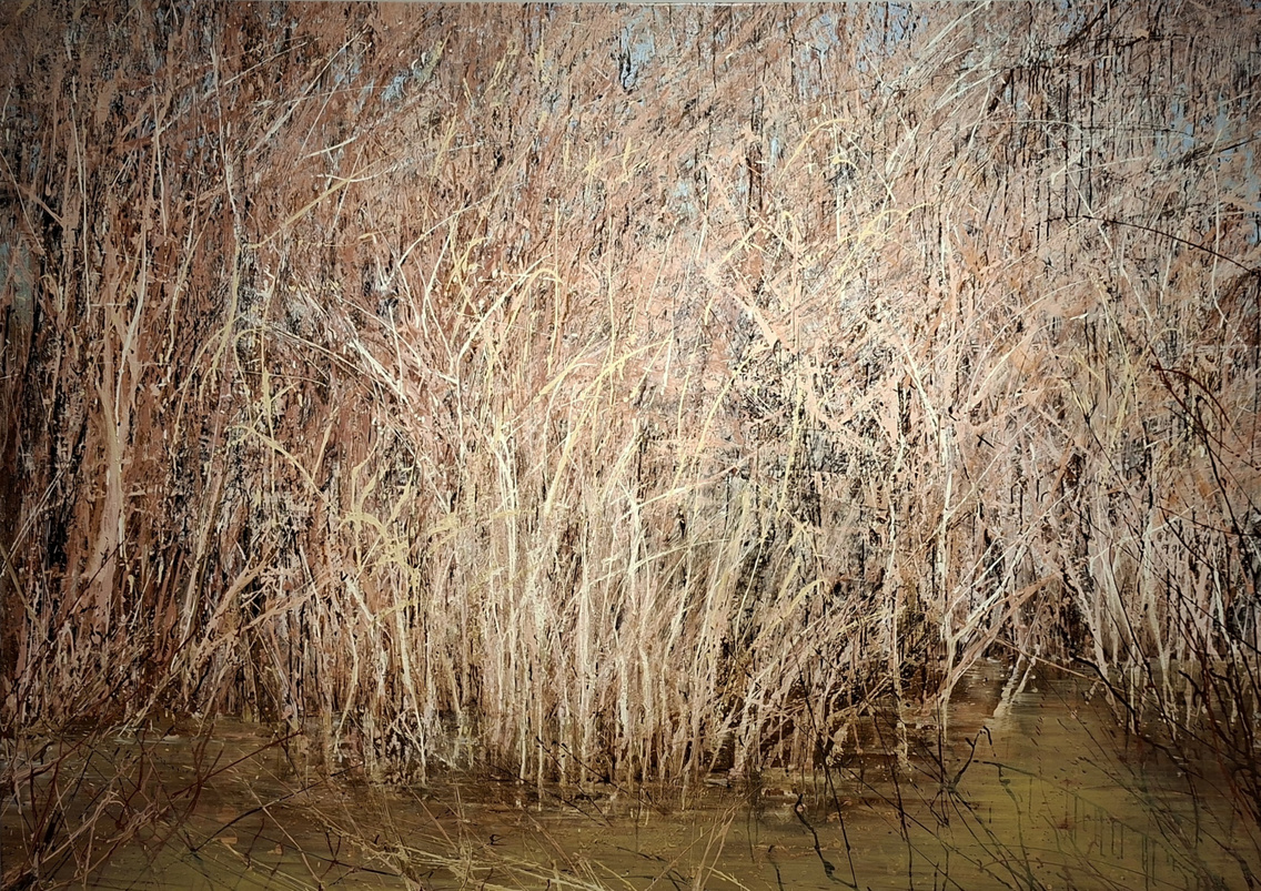 Knyihár Amarilla: Papsziget, 2024, olaj, vászon, 140 × 200 cm