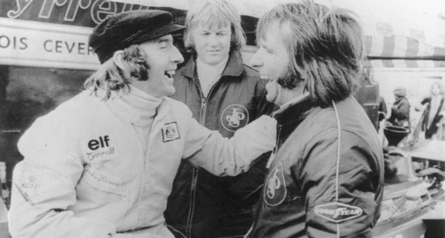 Stewart és Fittipaldi anno, középen Ronnie Peterson